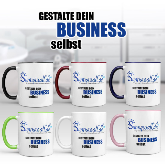 Dein Business selbst Gestalten - Personalisierbar mit eigenem Logo und Text - 6 Farben stehen zur Auswahl - Logo-Keramiktasse ROSA