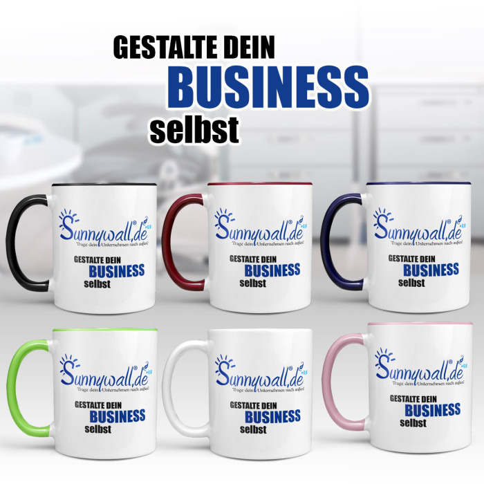 Dein Business selbst Gestalten - Personalisierbar mit eigenem Logo und Text - 6 Farben stehen zur Auswahl - Logo-Keramiktasse ROSA